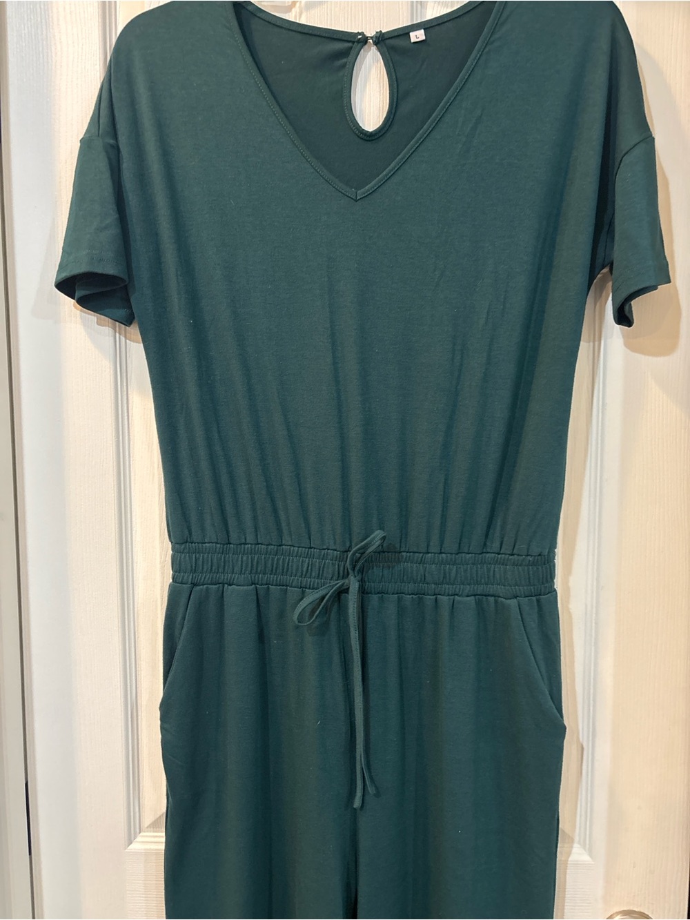 Kids Green Short-Sleeve Jumpsuit with Drawstring Waist